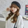 Berets Women Pearl Wool Beret Hat Girls Spring Winter Elegant Cap French Style Lady Caps Warm Artist Wedding Party