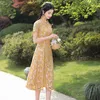Ethnic Clothing Women Big Size Improve Qipao M-4XL Summer Chinese Lace A-Line Dress Sexy Slim Elegant Aodai Oriental Dresses Novelty