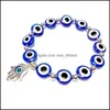 Charm Bracelets Fashion Turkish Lucky Evil Eye Bead Blue Men Women Handmade Jewelry Bracelet Female Drop Delivery Otbue