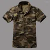 Hommes chemises décontractées hommes militaire Camouflage chemise à manches courtes coton Cargo uniforme poches amples Safari armée hauts