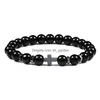 Beaded Fashion Cross Charms Black Stone Bracelet Bracelet Natural Tigers Elasticity для женщин мужские ювелирные украшения браслеты Dhkct