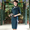 Etniska kläder kvinnlig sexig smal nyhet Qipao spets trim förbättra cheongsam stor storlek eleganta kinesiska klänningar vintage orientalisk festklänning