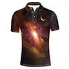 Men's Polos Noisydesigns Fashion Galaxy Star Printed Men Shirt Summer Breathable Short Sleeve Tops Tee For Male Slim Camisa Drop Shippping