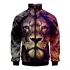 Men's Hoodies 2023 3D Lion Stand-up Collar Sweatshirt And Women's Clothing Hoodie Zipper Jacket Customized Full Version