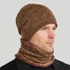 Bérets Chapeaux d'automne et d'hiver Bonnet en laine tricoté pour hommes Deux pièces Bavoir chaud Protection des oreilles Vélo