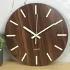 Horloges murales 30 cm horloge en bois créatif nombre lumineux haut-parleur muet brillant suspendu pour la décoration de salon à la maison