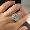 Fedi nuziali di lusso maschile femminile grande anello dito moda colore argento fidanzamento carino vintage per uomini e donnematrimonio