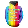 Men's Hoodies IFPD EU/US Size Casual Mens Cool Print Colored Square 3D Sweatshirts Couple Hooded Man Plus Long Sleeve Pullover
