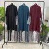 Ethnische Kleidung Mode Plissee Ärmeln Muslimischen Abaya Ramadan Eid Djellaba Robe Dubai Kleid Türkei Islam Abayas Mit Gürtel WY646