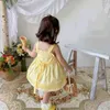 Girl Dresses 2023 Little Girls Easter Yellow Children Summer Embroidery Cotton Sundress Baby Lotia Spain CB0121