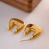 Hoop Earrings Minar Hyperbole Hollow Square Geometric For Women 18K Gold Plated Stainless Steel Chunky Earring Statement Jewelry