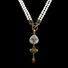 Pendentif Colliers Amorita Boutique avec boîte-cadeau Vintage Opal Naturel Agate Fleur Collier de perles