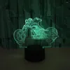Lâmpadas de mesa Motocicleta colorida 3D Lamp Crystal Acrílico Visão Estéreo Moderna Desk Touch Iluminação criativa
