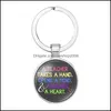 Nyckelringar Glass Time Gemstone Pendant Ring High Quality Teachers Day KeyFobs Holder Creative Letter Round Keychains Jewelry P374FA D DH6QN