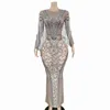 Stage Wear Fashion Rhinestones Katwalk Long Dress Eleganckie przyjęcie weselne Kobiety Frings Ballroom Evening Festival Festival XS4828