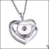 Arte e mestieri 4styles Crystal Heart Leaf Snap Button Collana bottoni snap di zenzero bottoni in cifre per donne gioielli drop de dh5ei