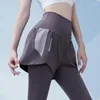 Active Pants Women's High midja Yoga Reflective Running Leggins Female 2 In 1 Sports Elastic Trousers for Fitness Gym Workout