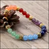 Perlenstränge 7 Chakra Armband Männer Heilung NCE Perlen Kette Reiki Buddha Gebet Achat Tiger Naturstein Armreif für Frauen Mode Otucp