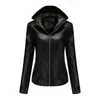 Women's Leather Faux Jacket Women Velvet Warm Female Coat Winter 2023 Hooded Women's Moto Biker Zipper Black Red Yellow Brown