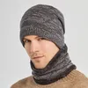 Bérets Chapeaux d'automne et d'hiver Bonnet en laine tricoté pour hommes Deux pièces Bavoir chaud Protection des oreilles Vélo