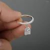 Wedding Rings RongXing Korean Geometric Crystal Dangle Ring Stacking Minimalist Thin For Women Silver Color Rose Gold Zircon