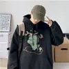 Men's Hoodies Fleece Hooded Autumn And Winter Cartoon Print Ins Pullover Hoodie Loose Korean Student BF Top Tide 2023