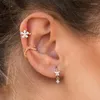 Backs Earrings CANNER Double Ear Clamp Pendientes Diamond Cross 925 Sterling Silver Piercing Fake Cartilage Clip Earring Women Jewelry