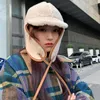 Berets Trapper Hat Windproof Rope Wrinkle-free Winter Thermal Ladies Earflap Motorcycle Cap Solid Color For Reunion