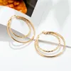 Hoop Earrings Exaggerated Personality Big Circle Double Ear Jewelry Women Ins Cold Rings Light Wind Geometric