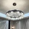 Chandeliers Luxury Modern Chandelier Lighting Living Room Black Round Crystal LED Light Home Decor Dining Luster Bedroom Hanging Lamp