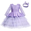 Girl Dresses Born Baby Birthday Princess Party Dress Bridesmaid Girls Embroidery Flower Cloth For Wedding Kids Formal Bow Layered Costumes