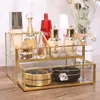 Förvaringslådor glas kosmetiska lådor sminklåda arrangör smycken nagellack container läppstift hållare skrivbord badrum
