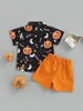 Zestawy odzieżowe maluch baby boy halloween stroje dżentelmen bowtie dynia z krótkim rękawem koszula