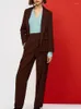 Kvinnors kostymer Kvinnor Blazer 2023 Autumn Solid Color Suit Collar Elastic Lace-Up midja Casual Long-Sleeved / Long Pants