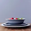Пластины европейская керамика окрашенная в декоративные блюда из западных стейков ресторан подают лотки фруктовые салат тарелка кухонная посуда