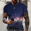 T-shirts pour hommes Est Crew Neck 3D Shirt Cotton Unisex Loose Versatile Classic Top 4B15Men's