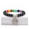 Perles Arbre De Vie Charmes 8 Mm Noir Pierre Strand 7 Couleurs Chakra Perle Yoga Bouddha Bracelet Pour Femmes Hommes Bijoux Drop Delivery Brace Dh8Yx