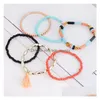 Beaded Europe Fashion Jewelry Womens Bracelet Layers Colorf Plastic Charms Tassels Elastic Bracelets Drop Delivery Dhe9S