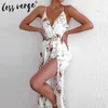 Women's Jumpsuits & Rompers Floral Print Hollow Out Boho Jumpsuit Romper Women Halter Split Summer Beach Long Playsuit Female Bandage Holida