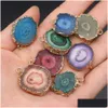 Charms Natural Stone Irregar Round Agate Slice Pendant Healing Reiki Crystal Finding For Fai da te Collane Gioielli moda donna Drop De Dhjvr