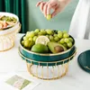 Plates Porcelain Ceramic Fruit Tray With Stand Luxury Gold Inlay Storage Box Lids Candy Snack Serving Plate