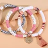 Bracelets de charme Bohemia Pearl Shell for Women Multicouche Polymer multicouche Clays Elastic Party Party BielryCharm