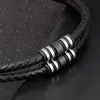 Braccialetti con ciondoli Accessori in acciaio inossidabile Bracciale in pelle da uomo multistrato stile hip hop rock colore nero Regalo dell'annoFascino