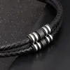 Charm Bracelets Stainless Steel Accessories Multi-layer Hip Hop Rock Style Black Color Men's Leather Bracelet Year GiftCharm