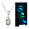 Médaillons Glow In The Dark Pearl Cage Pendentif Colliers Ouvert Creux Lumineux Goutte D'eau Charme Médaillon Chaîne De Perles Pour Les Femmes S Mode Je Otbzu