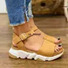 Sandales Atikota été femmes plate-forme léopard sandales élégant femme extérieur cheville boucle chaussures décontractées dame grande taille sandale 2022 nouveau Y220426 0120V23