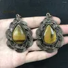 Kolye Kolyeler Bronz Kaplama Su Damlası ŞEKİL Büyük Doğal Kaplan Göz Taşı Vintage Neckalce MEAKTE MY220906