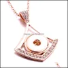 Arts And Crafts Fashion Sier Gold Geometry Crystal Snap Button Necklace 18Mm Ginger Snaps Buttons Charms Necklaces For Women Jewelry Dh5Q1