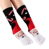 Women Socks 2023 Fashion Funny Cartoon Printed Toe Cotton Five Fingers Casual Soft Christmas Sock