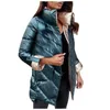 Femmes duvet femmes Parkas hiver couleur unie coton chaud manteau Outwear brillant extensible manches fermeture éclair rembourré vêtements